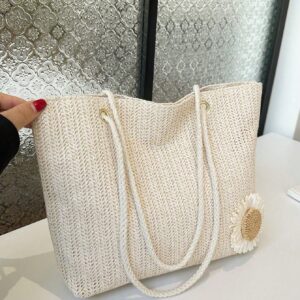Women's Large Capacity Shoulder Bag New Style Fashion Korean Style Woven Handbag Student Tote Bag