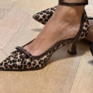 Bow Stiletto Heel Plus Size Leopard Print Shallow Mouth Pumps Women