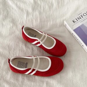 Double Drawstring Retro Round Toe Flat Bottom Shallow Mouth Casual Shoes